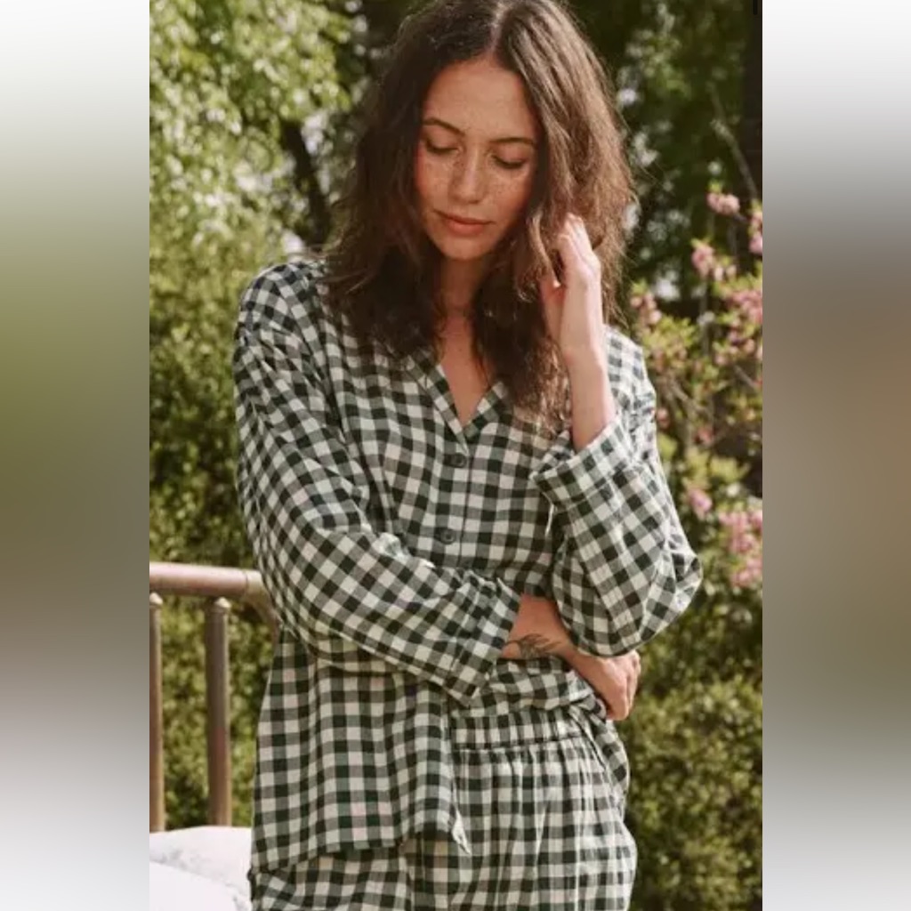 The Great Green Gingham Plaid Check Pajama Set Shirt And Pants Size 2